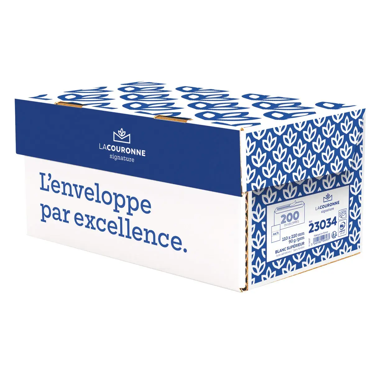Enveloppe blanche DL 110 x 220 mm 90g sans fenêtre La Couronne - Boîte de 200 - Enveloppes blanches-2