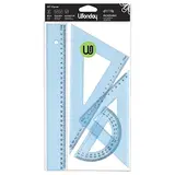 Set de Traçage Plastique Incassable Wonday Bleu Translucide - 4 pièces - Règles et traces lettres
