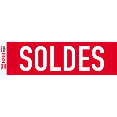 Affiche Soldes horizontale rouge / blanc 84 x 25 cm - Affiche Soldes magasin - Affiches Soldes, Panneau soldes