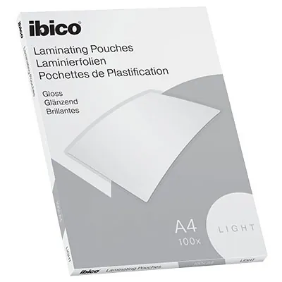 Pochettes de plastification à chaud A4 80 microns brillantes Ibico© - Paquet de 100 - Plastifieuses