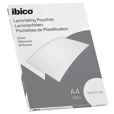Pochette de plastification à chaud A4 100µ Ibico - Feuille plastifieuse - Brillante - Paquet de 100 - Plastifieuses, Pochettes de plastification