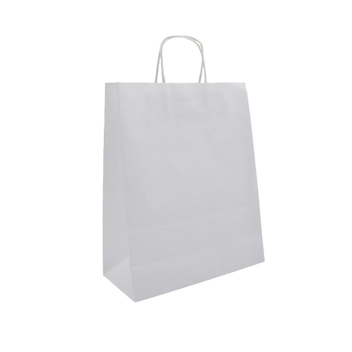 Sacs kraft blanc poignées torsadées 32 x 12 x 41 cm - Sac papier blanc - Paquet de 100 - Sacs kraft blanc poignées torsadées
