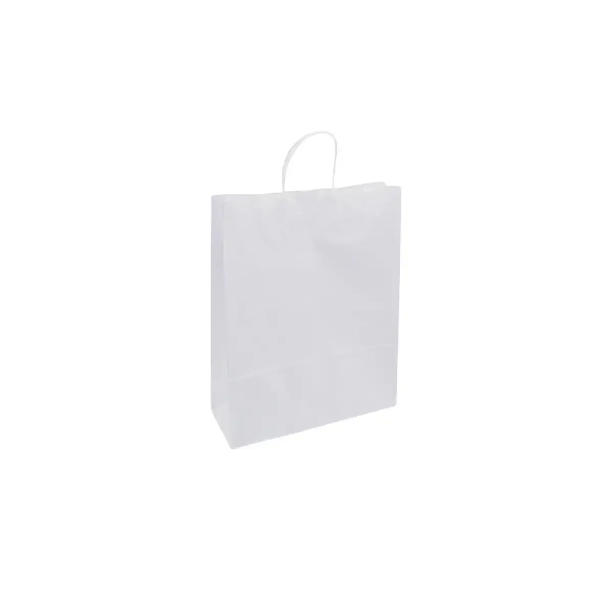 Sac kraft blanc poignées torsadées 35 x 14 x 35 cm 100g/m² - Sac papier - Paquet de 100 - Sacs kraft blanc poignées torsadées
