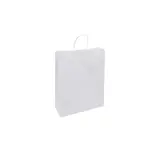 Sac kraft blanc poignées torsadées 35 x 14 x 35 cm 100g/m² - Sac papier - Paquet de 100 - Sacs kraft blanc poignées torsadées