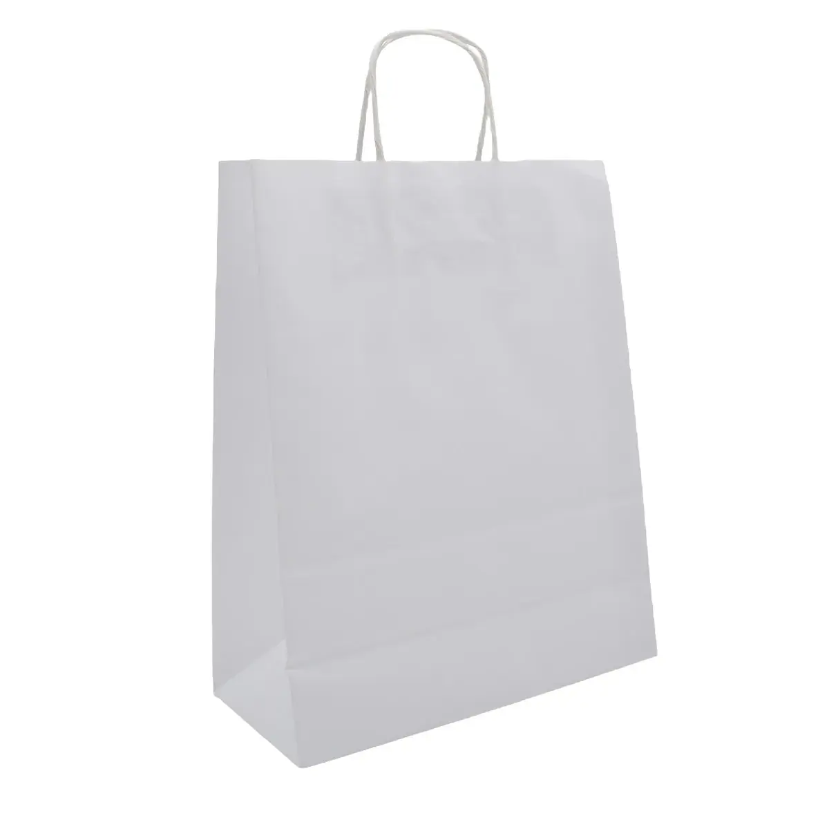 Sac kraft blanc poignées torsadées 46 x 16 x 49 cm 110g/m² - Sac papier blanc - Paquet de 100 - Sacs kraft blanc poignées torsadées