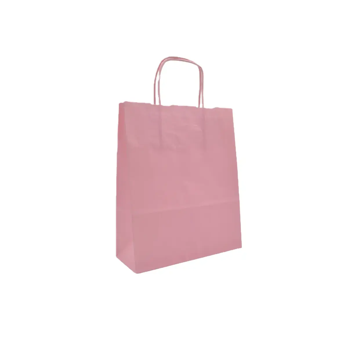 Sac kraft rose poudré poignées torsadées 24 x 12 x 31 cm 100g/m² – Sac papier rose - Paquet de 100 - Sacs kraft couleur poignées torsadées