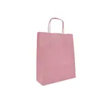 Sac kraft rose poudré poignées torsadées 24 x 12 x 31 cm 100g/m² – Sac papier rose - Paquet de 100 - Sacs kraft couleur poignées torsadées