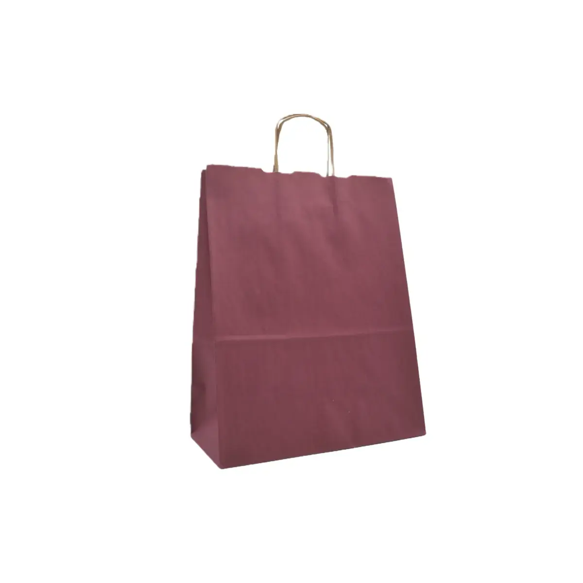 Sac kraft aubergine poignées torsadées 24 x 12 x 31 cm 100 g/m² – Sac papier couleur – Paquet de 100 - Sacs kraft couleur poignées torsadées