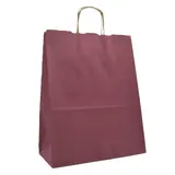Sac kraft aubergine poignées torsadées 35 x 14 x 45 cm 100g/m² - Paquet de 100 - Sacs kraft couleur poignées torsadées
