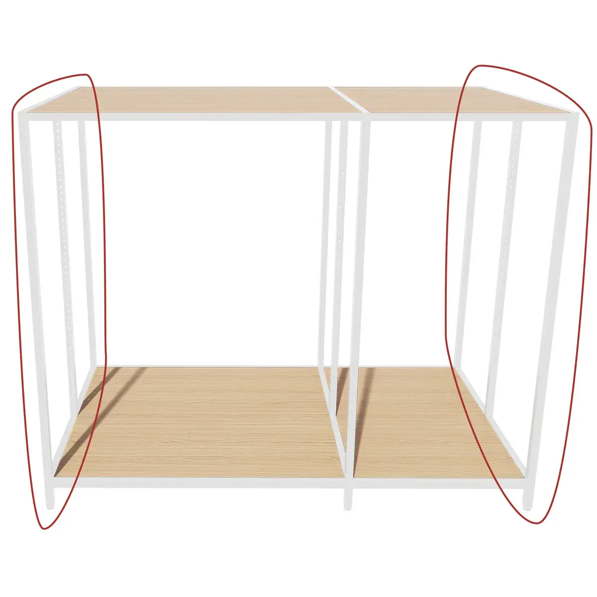 Cadres latéraux (gauche et droit) pour module central Square H 133 cm x P 90 cm blanc sablé - Ligne Square 25 blanc-4