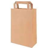 Sac papier kraft brun poignées plates 32+16x44 cm - Sac papier kraft - Paquet de 50 - Sacs kraft brun poignées plates