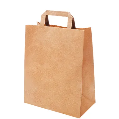 Sac papier kraft brun poignées plates 32+16x38 cm - Sac papier kraft - Paquet de 250 - Sacs kraft brun poignées plates