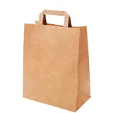 Sac papier kraft brun poignées plates 32+16x38 cm - Sac papier kraft - Paquet de 250 - Sacs kraft brun poignées plates