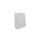 Sacs kraft blancs à poignées torsadées 18 x 8 x 24 cm – Paquet de 100