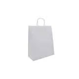 Sac kraft blanc poignées torsadées 24 x 10 x 31 cm 100g/m² - Sac papier - Paquet de 100 - Sacs kraft blanc poignées torsadées