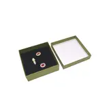 Écrin bijoux papier 7,5x7,5x3,5cm vert olive - boîte bijoux - Écrins à bijoux, Coffrets à bijoux