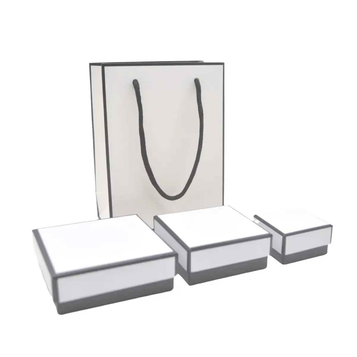 Boîte à bijoux carton 9 x 9 x 3,5 cm blanc liseré noir – écrin bijoux carton – Lot de 20 - Écrins à bijoux, Coffrets à bijoux-3