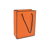 Sac papier orange à liseré noir poignées cordelette L.12 x P.6 x H.16 cm - paquet de 20 - Sacs pelliculés poignées cordelette