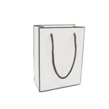 Sac papier pelliculé blanc à liseré noir L 12 x P 6 x H 16 cm – 230 g/m² – Paquet de 20