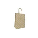 Sac cadeau kraft brun à pois blancs poignées torsadées 16 + 8 x 23 cm - Paquet de 100 - Sacs kraft à motifs