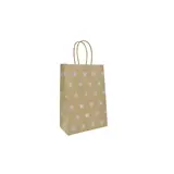 Sac cadeau kraft brun à étoiles blanches poignées torsadées 16 + 8 x 23 cm - Paquet de 100 - Sacs kraft à motifs