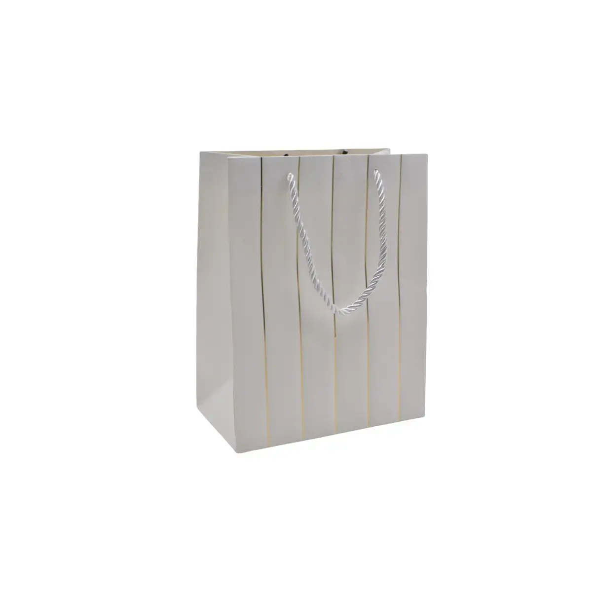 Sacs pelliculés blancs embossés lignes or poignées cordelette 12+7x15 cm 210g/m² – Paquet de 20 - Sacs pelliculés à motifs