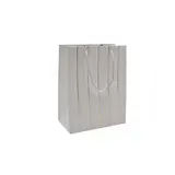 Sacs pelliculés blancs embossés lignes or poignées cordelette 12+7x15 cm 210g/m² – Paquet de 20 - Sacs pelliculés à motifs