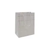 Sacs pelliculés blancs embossés carreaux vagues or poignées cordelette 12+7x15 cm 210g/m² – Paquet de 20 - Sacs pelliculés à motifs