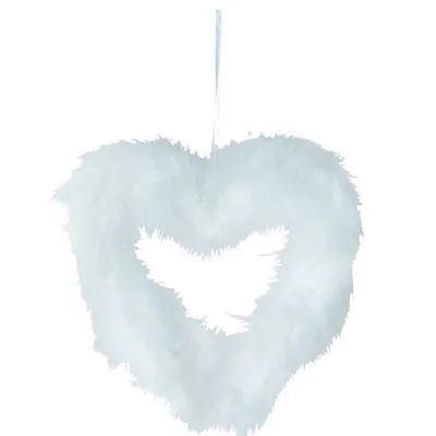 Coeur en Plume à suspendre L 19 cm - Déco Saint Valentin - Plumes