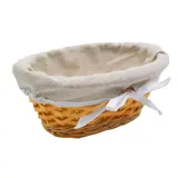 Corbeille osier ovale avec tissu beige 22,5 x 14 x 9 cm - Panier osier ovale avec tissu - Contenants et coffrets