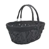 Panier en osier noir avec double anses rabattables et tissu noir 36 x 28 x 15 cm - Paniers à garnir