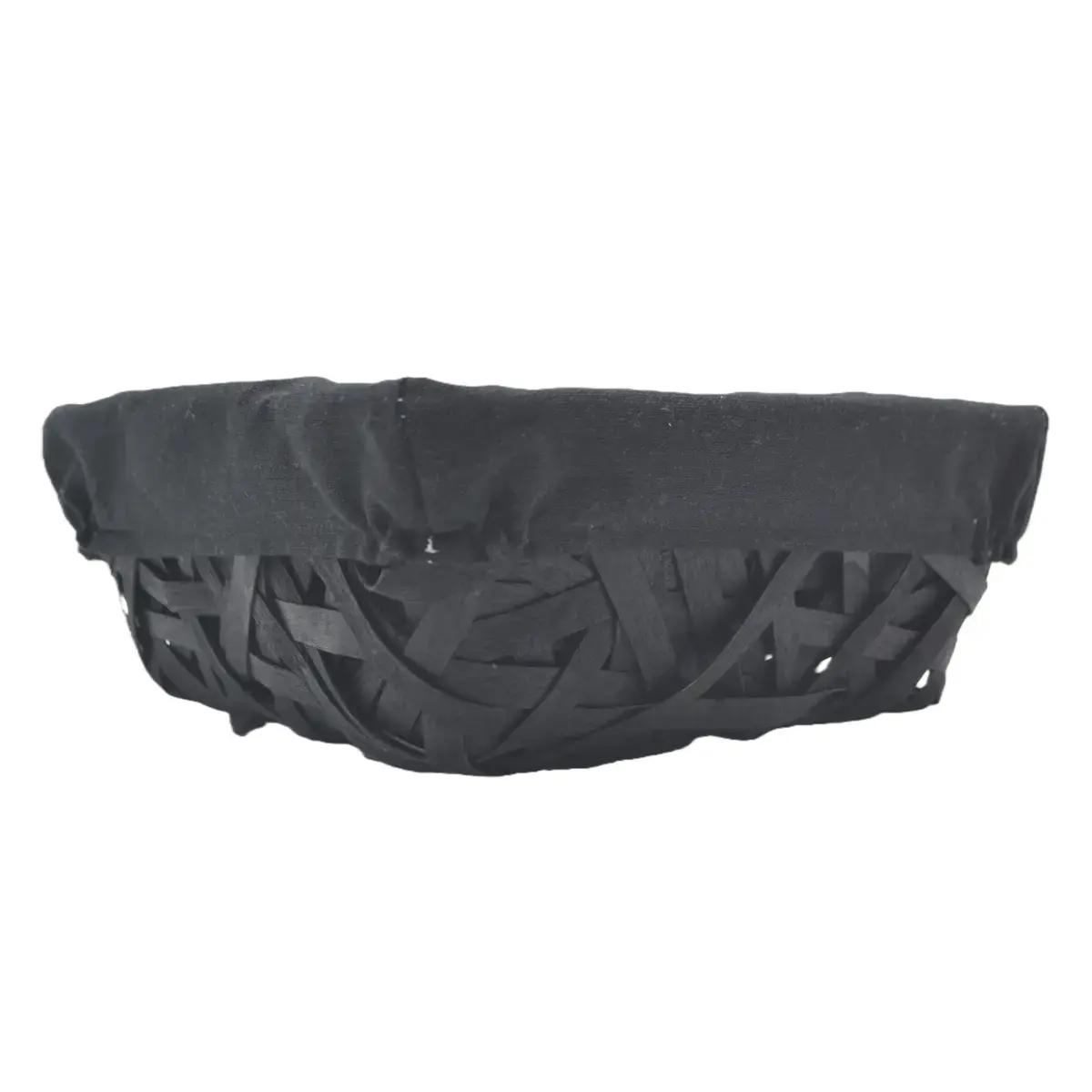 Corbeille osier carrée avec tissu noir 22 x 22 x 9 cm - Panier osier carré avec tissu noir - Corbeilles osier