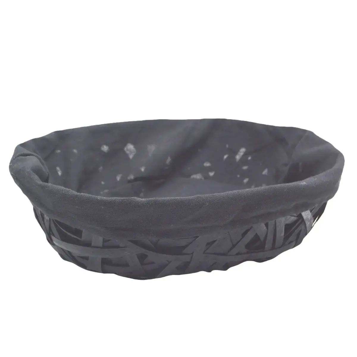 Corbeille osier ovale avec tissu noir 36 x 27 x 10 cm - Panier osier ovale avec tissu - Corbeilles osier
