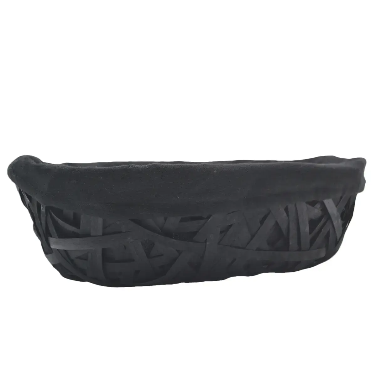 Corbeille osier ovale avec tissu noir 36 x 27 x 10 cm - Panier osier ovale avec tissu - Corbeilles osier-2