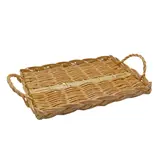 Plateau rectangulaire en osier avec poignées 32 x 22 x 3 cm - Plateau de service en osier - Contenants et coffrets