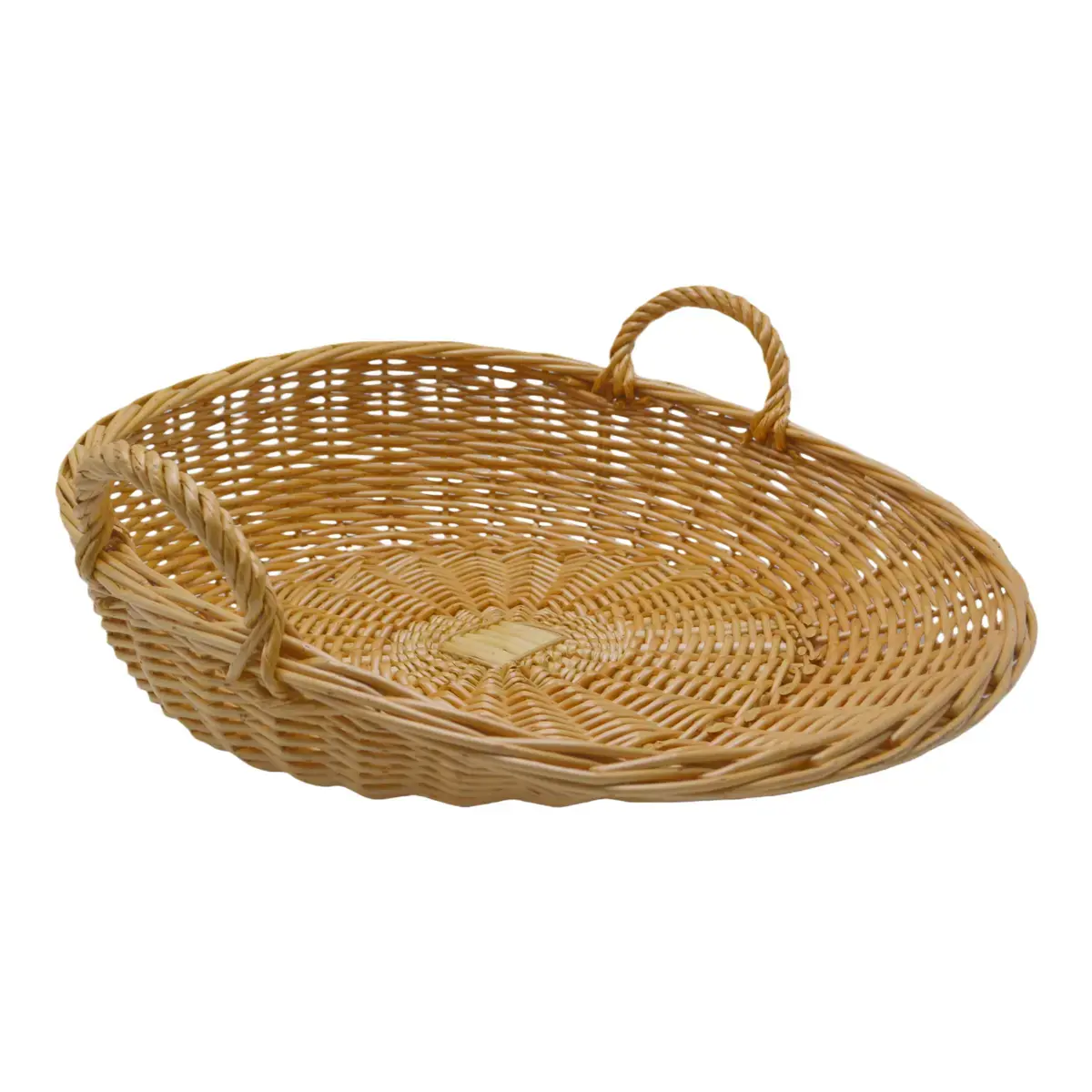 Corbeille ovale en osier avec poignées 42 x 40 x 14 cm - Plateau ovale en osier - Plateaux à garnir