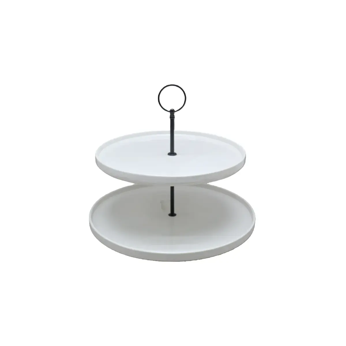 Présentoir à gâteaux 2 niveaux en céramique ø 28 / 24 x H 22 cm – Serviteur à gâteaux - Blanc - Cloches à gâteaux, Présentoirs gâteaux