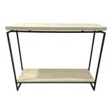 Table de présentation 2 plateaux effet travertin 100 x 30 x 80 cm – Table d’appoint 2 plateaux bois et métal - Tables de présentation, Sellettes