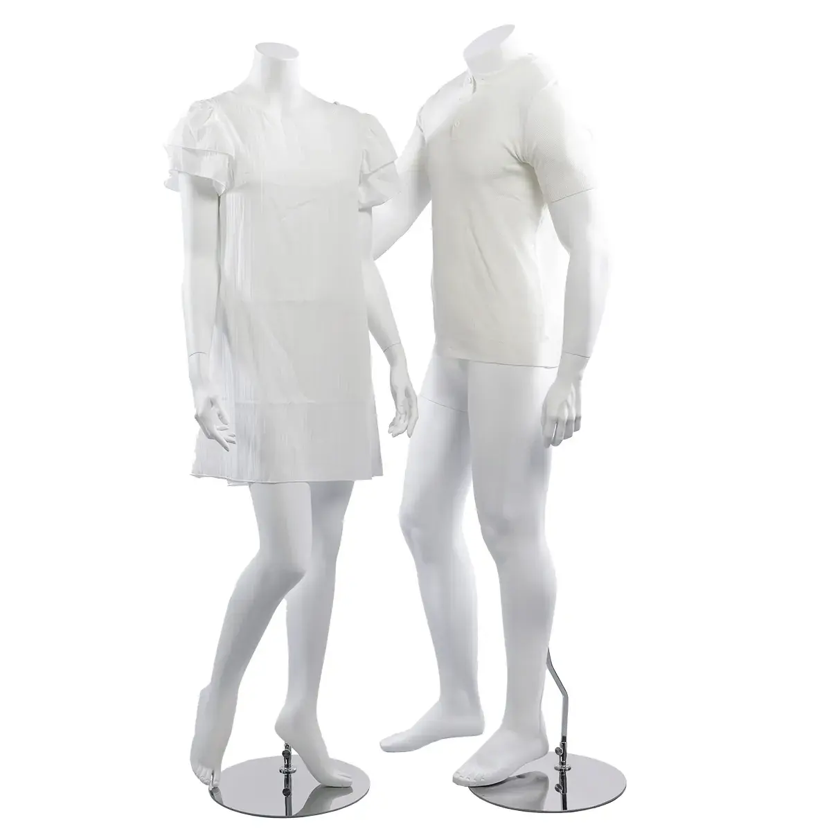 Mannequin homme, sans tête, bras le long du corps H 170 cm Fibre de verre - Blanc   - Mannequins hommes-5
