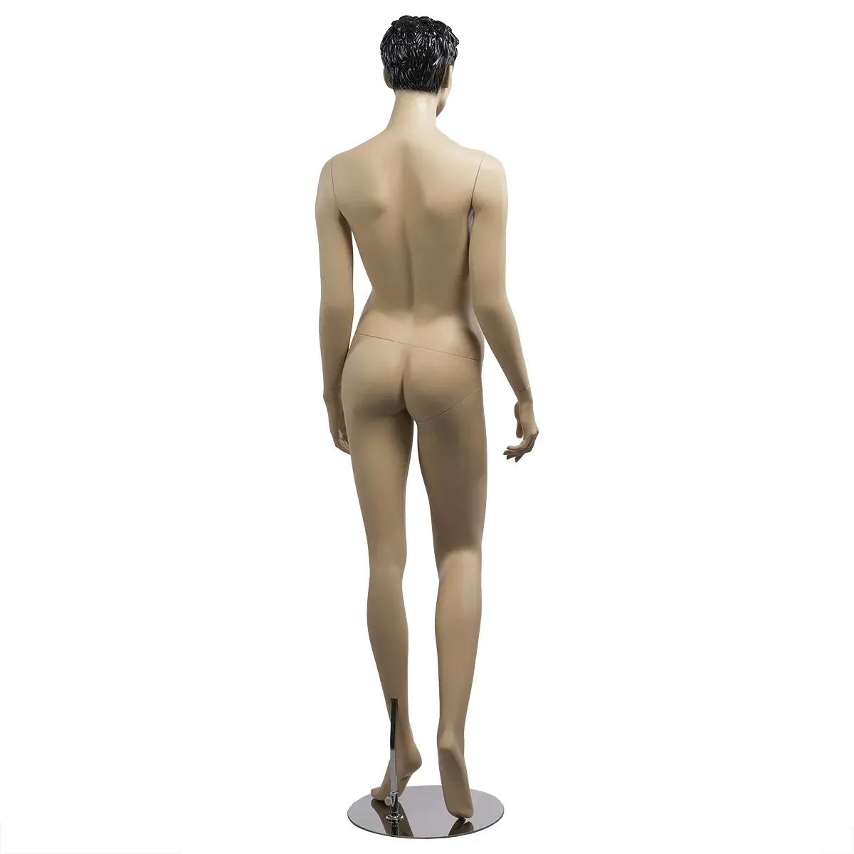 Mannequin femme cheveux sculptés, bras le long du corps H 178 cm Fibre de verre - Chair - Mannequins cheveux sculptés-3