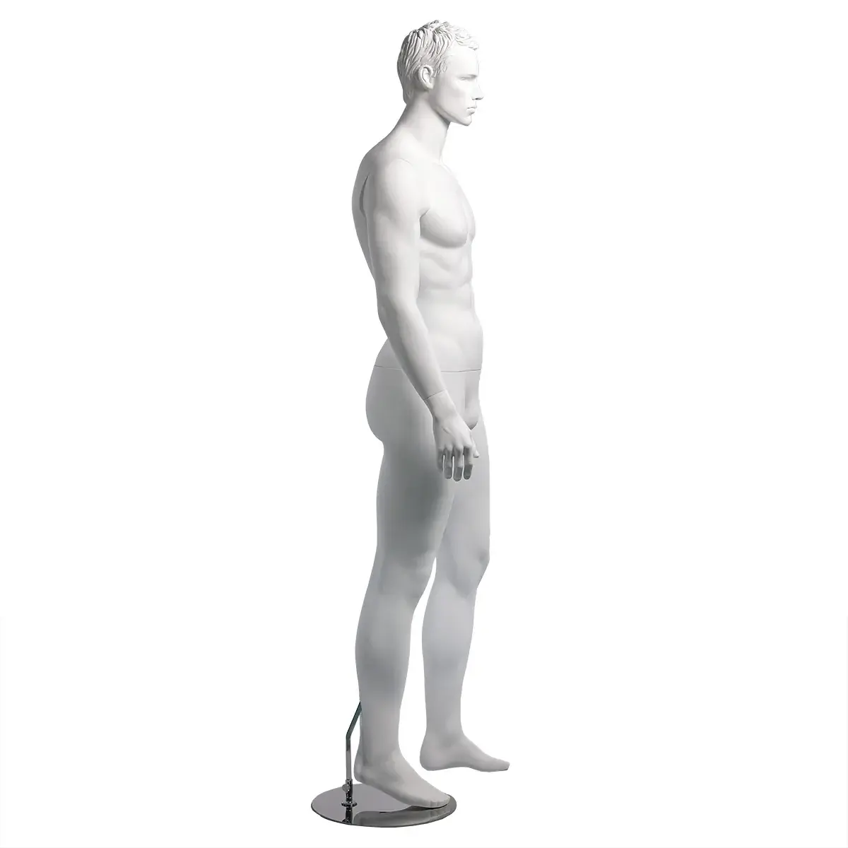 Mannequin homme, cheveux sculptés, bras le long du corps H 186 cm Fibre de verre - Blanc  - Mannequins cheveux sculptés-2