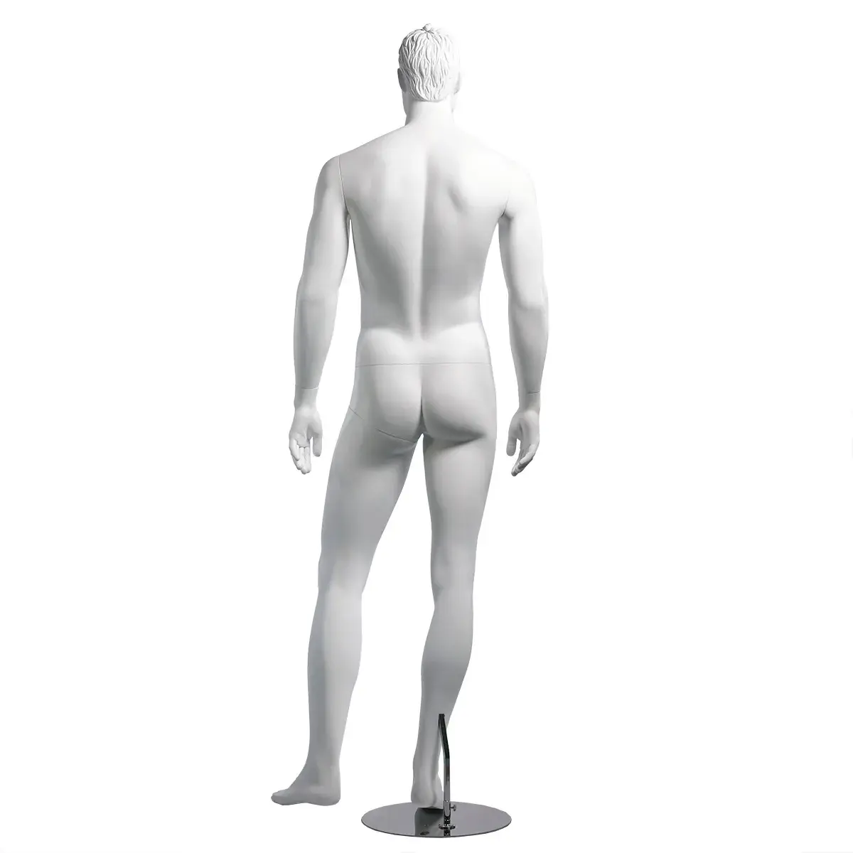Mannequin homme, cheveux sculptés, bras le long du corps H 186 cm Fibre de verre - Blanc  - Mannequins cheveux sculptés-3