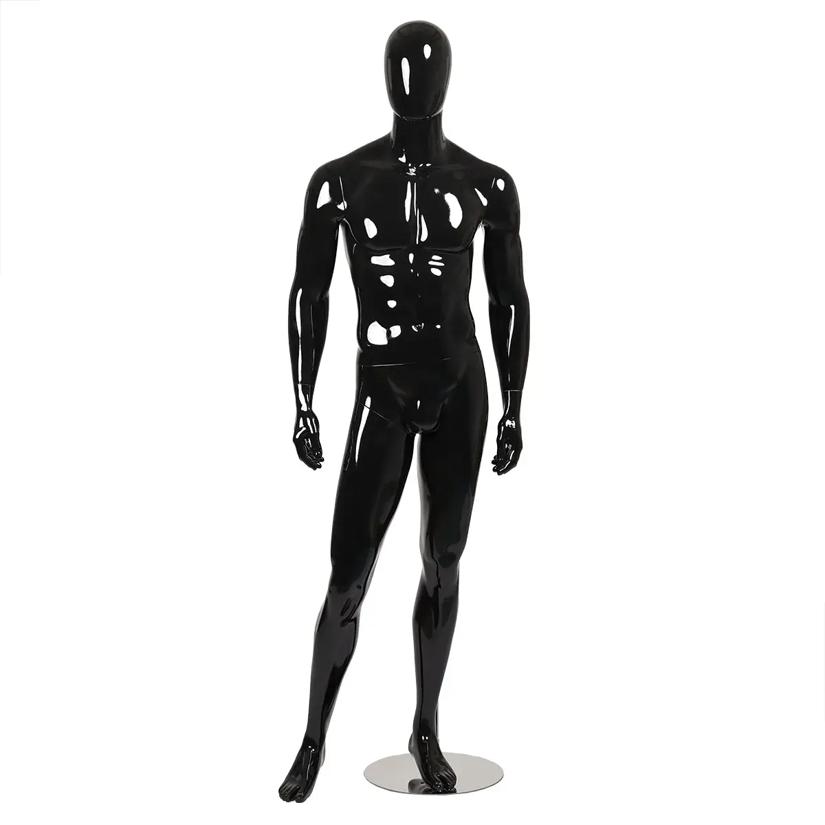 Mannequin homme, finition laquée, bras le long du corps H 186 cm Fibre de verre - Noir - Mannequins hommes