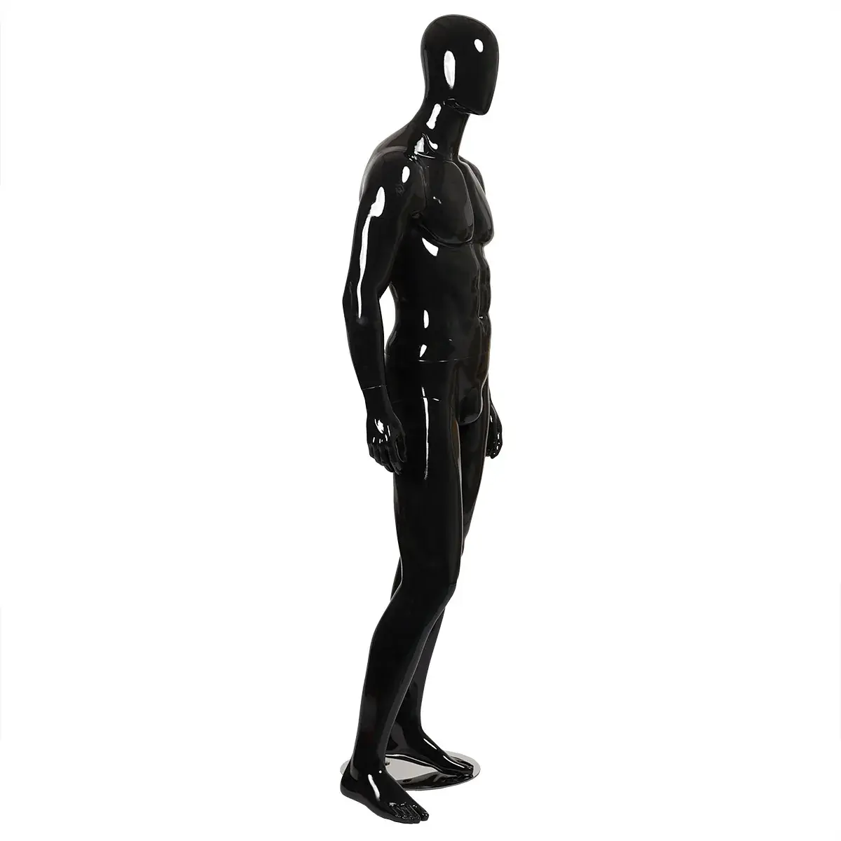Mannequin homme, finition laquée, bras le long du corps H 186 cm Fibre de verre - Noir - Mannequins hommes-2