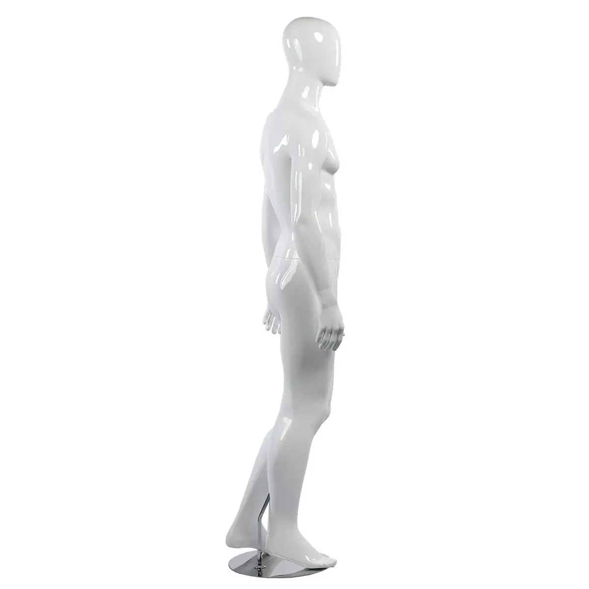 Mannequin homme, finition laquée, bras le long du corps H 186 cm Fibre de verre - Blanc - Mannequins hommes-2