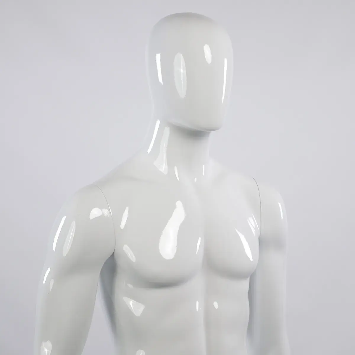 Mannequin homme, finition laquée, bras le long du corps H 186 cm Fibre de verre - Blanc - Mannequins hommes-4