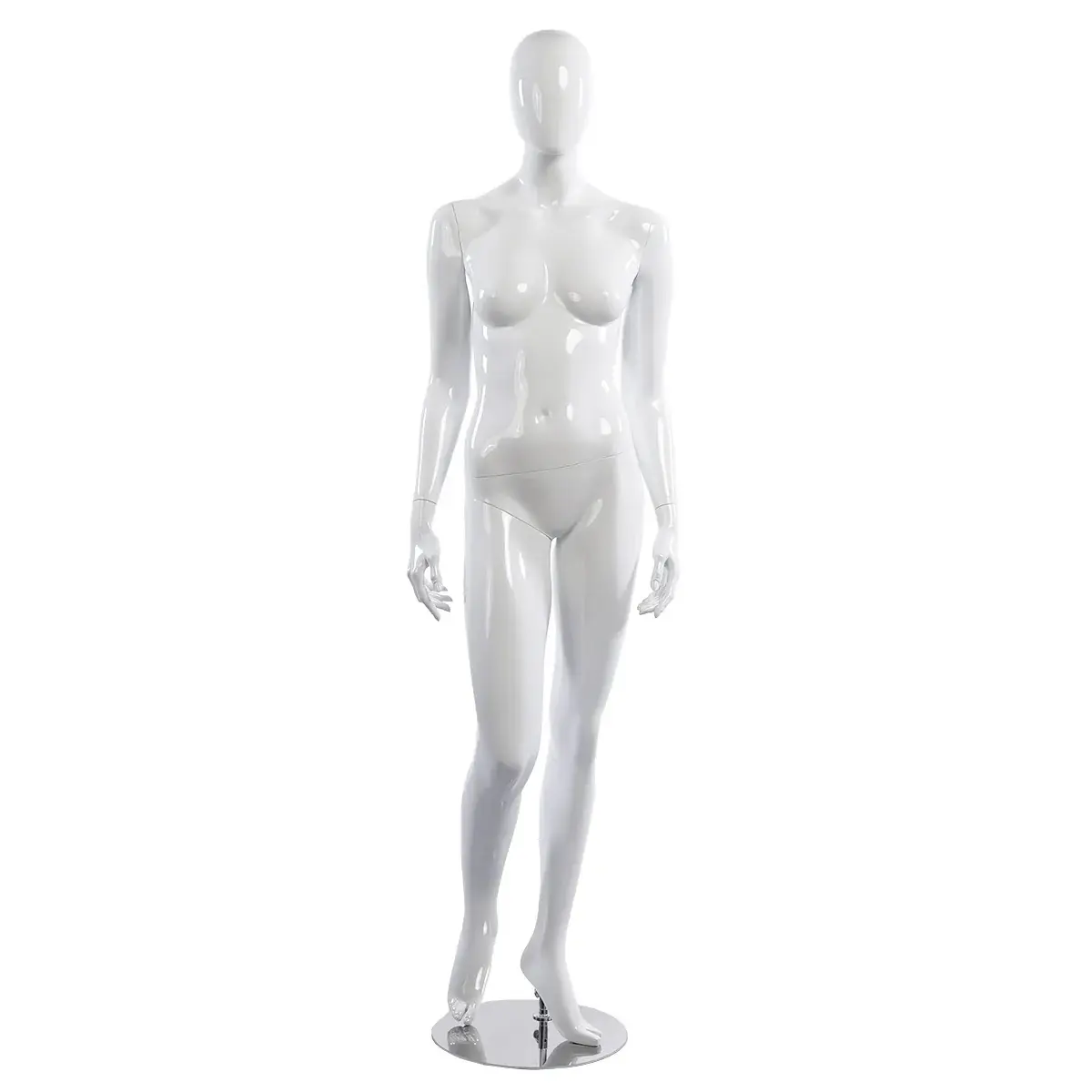 Mannequin femme, finition laquée, bras le long du corps H 178 cm Fibre de verre - Blanc - Mannequins femmes
