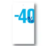 Étiquette à trou -40 % 50 × 95 mm turquoise / blanc - Etiquette soldes - Lot de 100 - Étiquettes Soldes