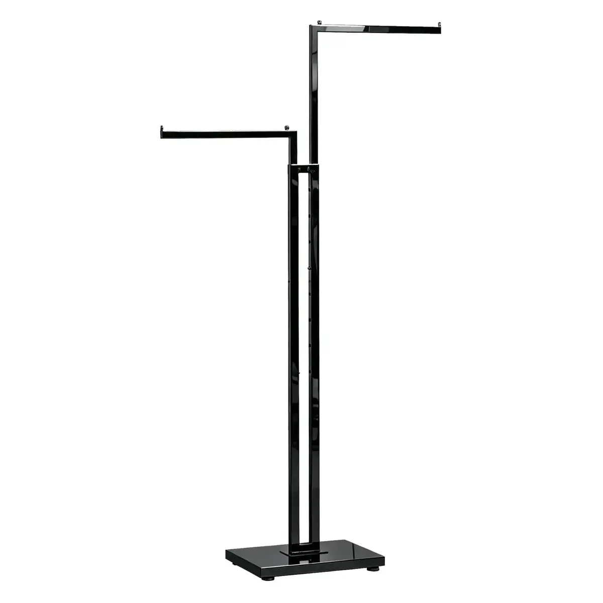 Portant multi bras 2 bras décalés H 126 à 180 cm métal - Portant vêtement multi bras - Noir sablé - Portants à vêtements multibras