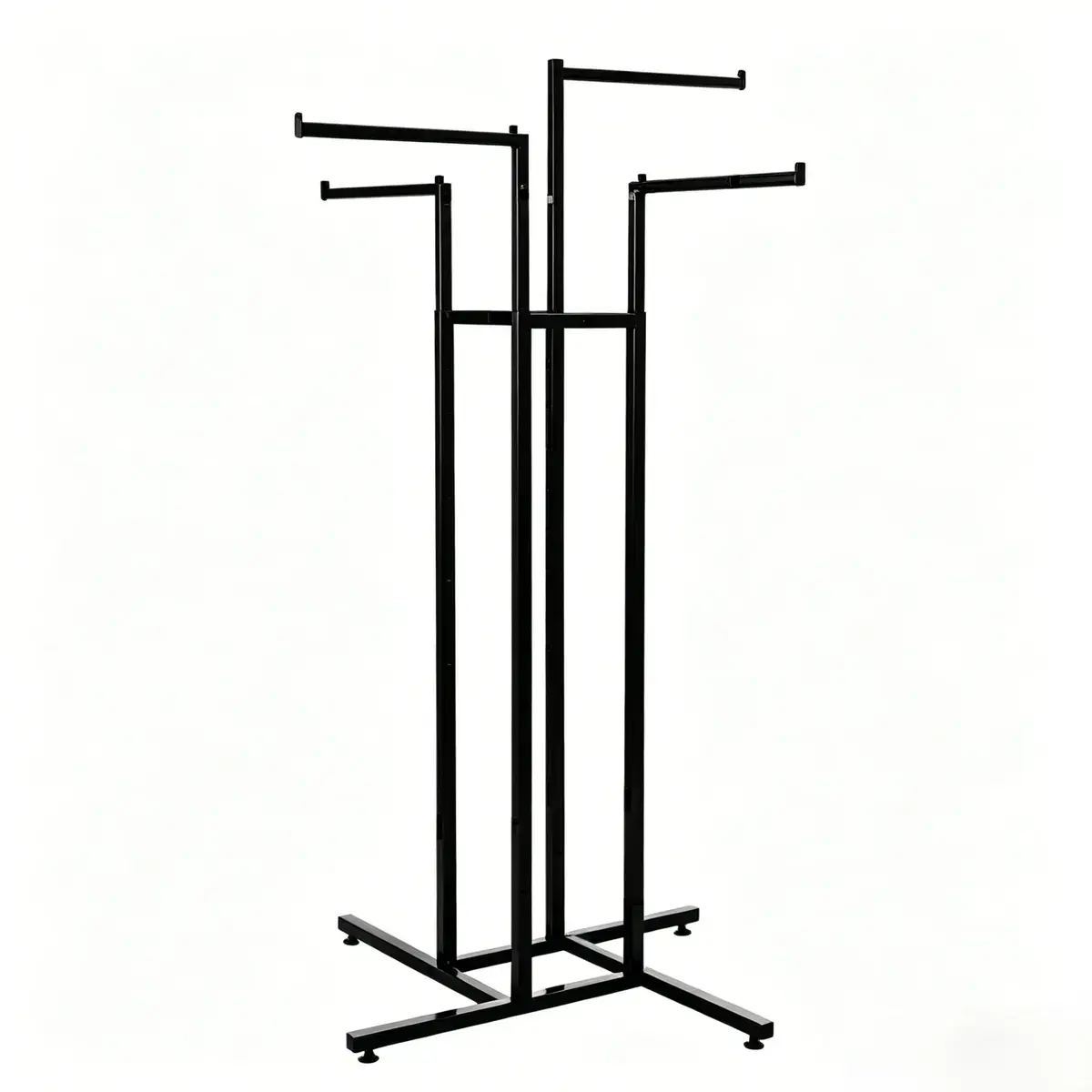 Portant multi bras 4 bras décalés H 130 à 180 cm métal - Portant vêtement multi bras - Noir sablé - Portants à vêtements multibras